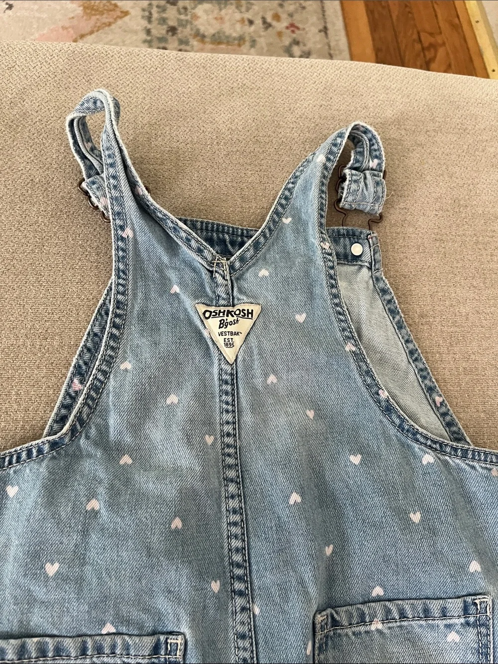 💙5 for $10💙 OshKosh B'gosh Light Blue Denim Heart-Print Girls Overalls 5t